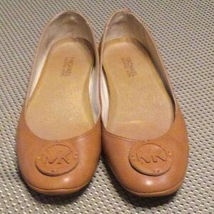 Michael Kors Tan Leather Loafers with MK Medallion